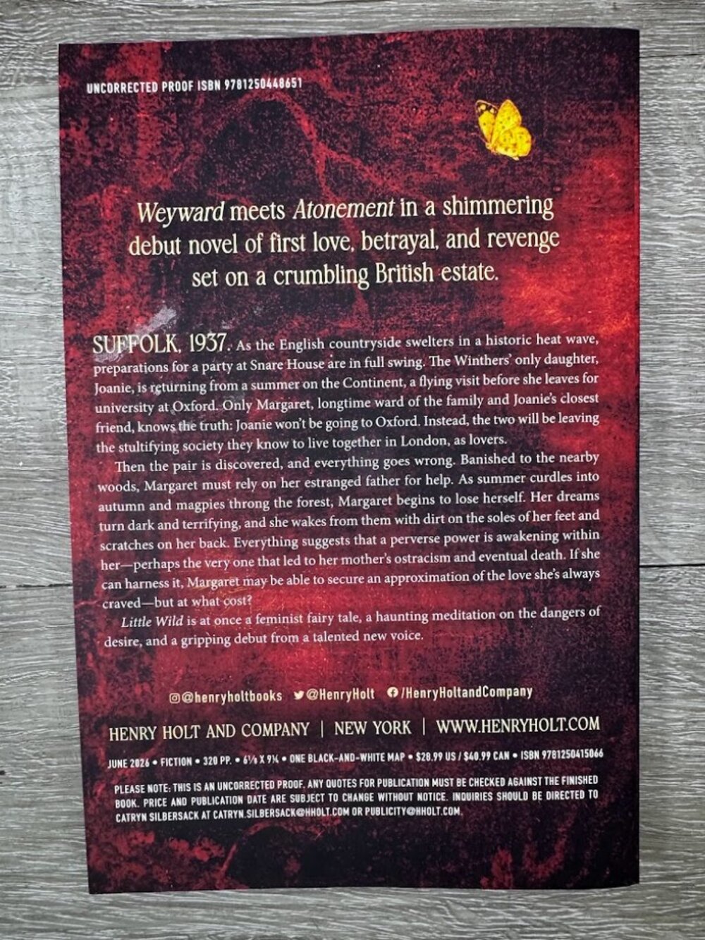 Little Wild Laura Evans ARC Advance Reader Copy Uncorrected Proof Novel Book - Picture 3 of 4